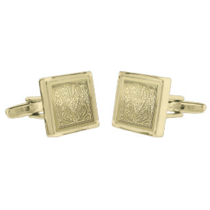 Antique Ornate Engraved Initial V Monogram Gold Cufflinks