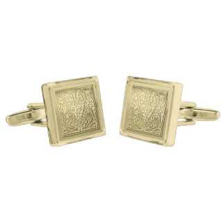 Antique Ornate Engraved Initial V Monogram Gold  Cufflinks