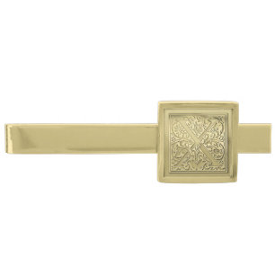 Antique Ornate Engraved Initial X Monogram Gold  Finish Tie Bar