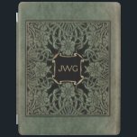 Antique Ornate Leather Monogram Book Cover<br><div class="desc">Richly ornate floral cover art from 1898 edition of Longfellow's Roses and Lilies in shades of weathered deep olive green and black. Note:  Sculpted,  engraved,  embossed and dimensional effects,  layered,  textured and shadowed appearance achieved digitally. Actual product has a flat surface.</div>