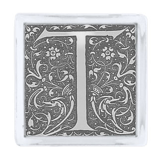 Antique Ornate Monogram  – Letter T Silver Finish Lapel Pin