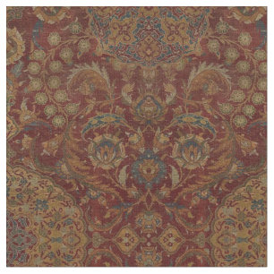 Antique Ottoman Oriental Carpet Pattern Print Fabric