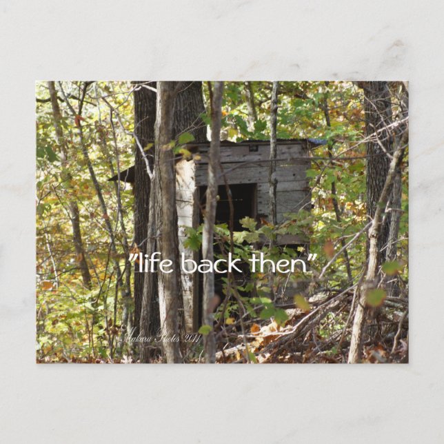 antique Outhouse in the woods- customize Postcard (Front)