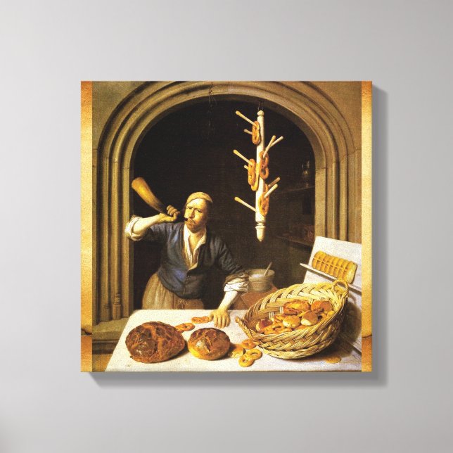 ANTIQUE OVEN  BAKER ,BAKERY BREAD SHOP CANVAS PRINT (Front)