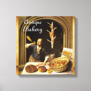 ANTIQUE OVEN BAKER ,BAKERY BREAD SHOP CANVAS PRINT