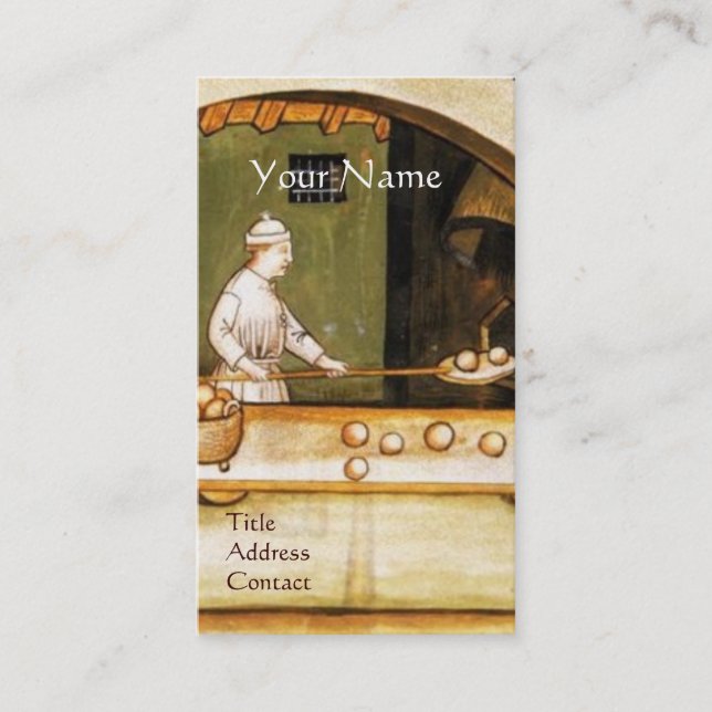 ANTIQUE OVEN  BAKER ,BAKERY BREAD SHOP MONOGRAM BUSINESS CARD (Front)