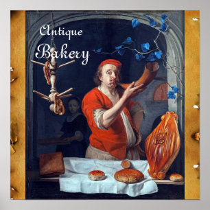 ANTIQUE OVEN BAKER ,BAKERY BREAD SHOP POSTER