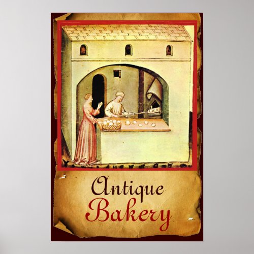 ANTIQUE OVEN  BAKER BAKERY BREAD SHOP POSTER