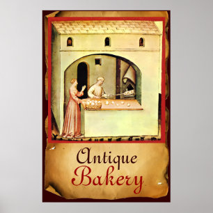 ANTIQUE OVEN BAKER ,BAKERY BREAD SHOP POSTER