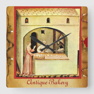 ANTIQUE OVEN BAKER ,BAKERY BREAD SHOP SQUARE WALL CLOCK