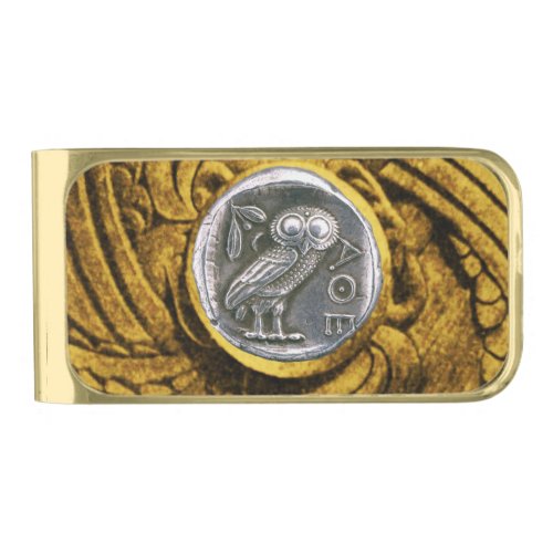 ANTIQUE OWL GOLD FINISH MONEY CLIP