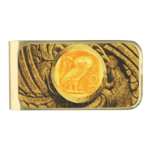 ANTIQUE OWL GOLD FINISH MONEY CLIP