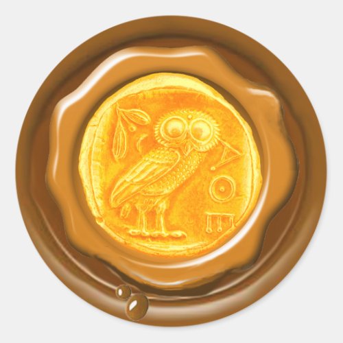 ANTIQUE OWL GOLD YELLOW BROWN  WAX SEAL