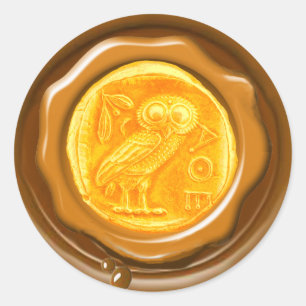 ANTIQUE OWL GOLD YELLOW BROWN WAX SEAL