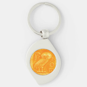 ANTIQUE OWL ,Gold Yellow Keychain
