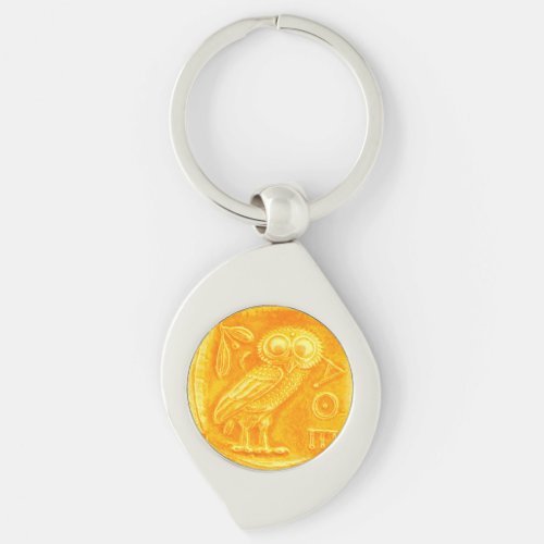 ANTIQUE OWL Gold Yellow Keychain