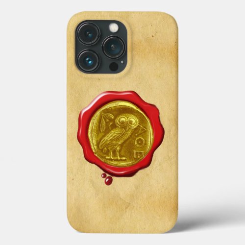ANTIQUE OWL GOLD YELLOW RED WAX SEAL parchment Cas iPhone 13 Pro Case