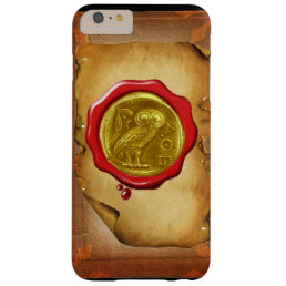 ANTIQUE OWL GOLD YELLOW RED WAX SEAL parchment Barely There iPhone 6 Plus Case