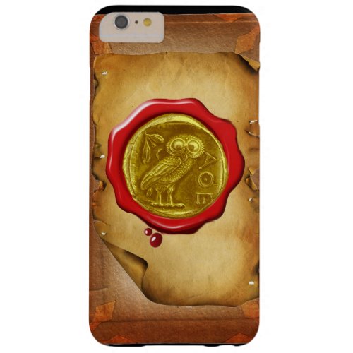 ANTIQUE OWL GOLD YELLOW RED WAX SEAL parchment Barely There iPhone 6 Plus Case