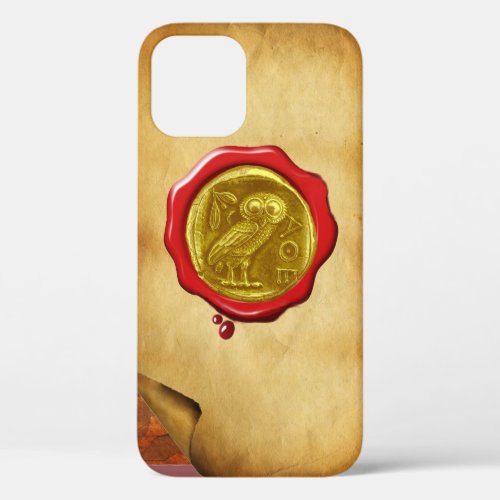 ANTIQUE OWL GOLD YELLOW RED WAX SEAL parchment iPhone 12 Case