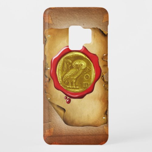 ANTIQUE OWL GOLD YELLOW RED WAX SEAL parchment Case_Mate Samsung Galaxy S9 Case