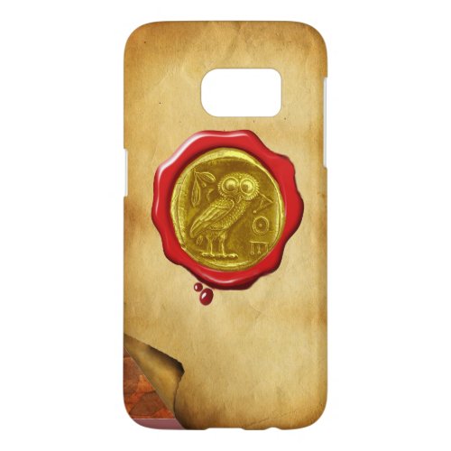 ANTIQUE OWL GOLD YELLOW RED WAX SEAL parchment Samsung Galaxy S7 Case