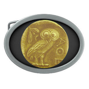 ANTIQUE OWL OVAL BELT BUCKLE