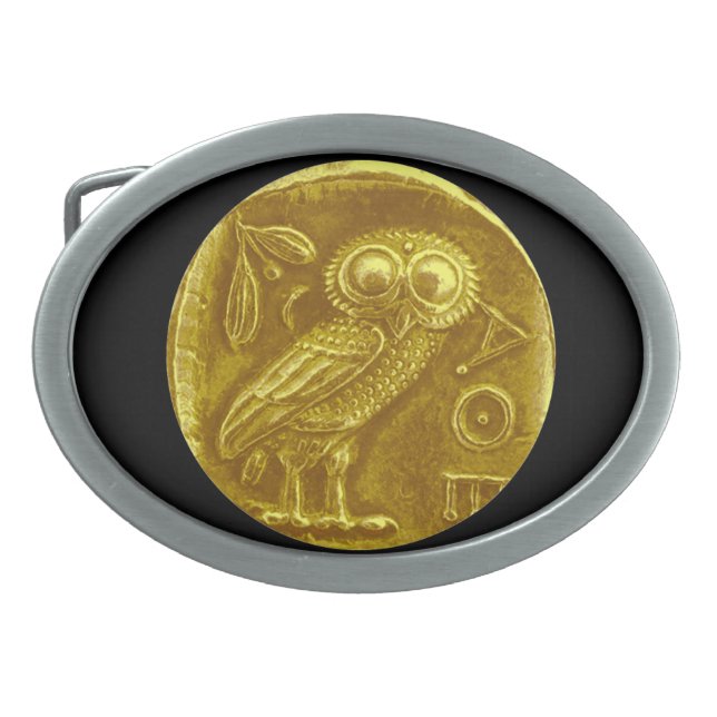 ANTIQUE OWL OVAL BELT BUCKLE (Front)