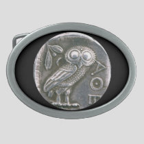 ANTIQUE OWL OVAL BELT BUCKLE