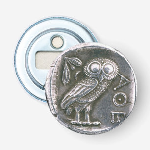 ANTIQUE OWL SILVER COIN BOTTLE OPENER