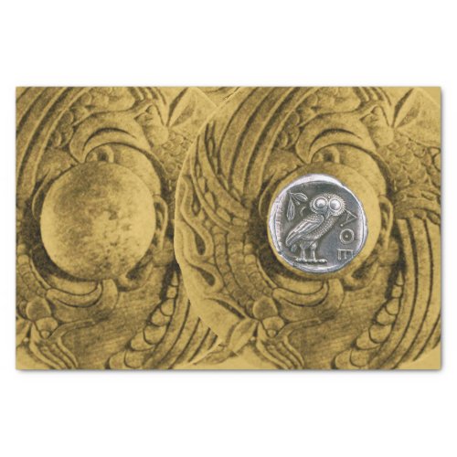 ANTIQUE OWL Silver Greek Coin Tissue Paper