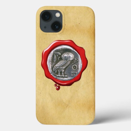 ANTIQUE OWL SILVER RED WAX SEAL Parchment iPhone 13 Case