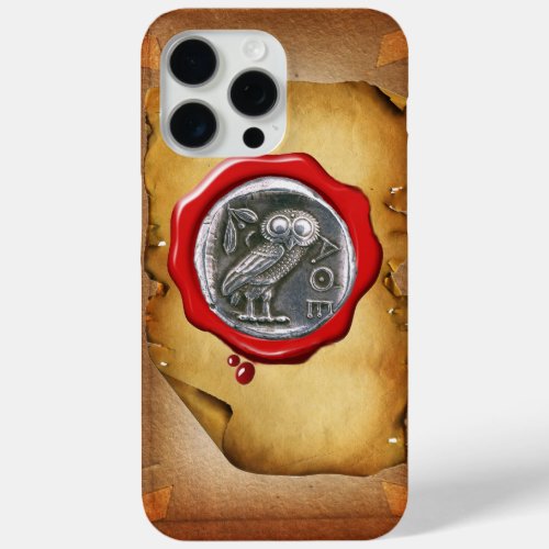 ANTIQUE OWL SILVER RED WAX SEAL parchment iPhone 15 Pro Max Case