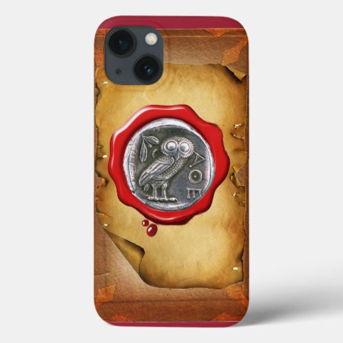 ANTIQUE OWL SILVER RED WAX SEAL parchment iPhone 13 Case