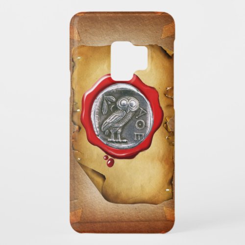 ANTIQUE OWL SILVER RED WAX SEAL parchment Case_Mate Samsung Galaxy S9 Case