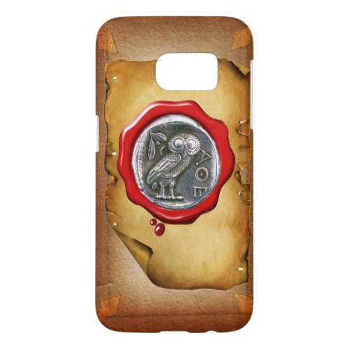 ANTIQUE OWL SILVER RED WAX SEAL parchment Samsung Galaxy S7 Case