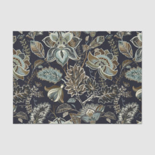 Antique Paisley flowers black background pattern Tissue Paper