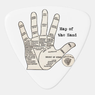Antique Palm Reader Hand Diagram: Palmistry Guitar Pick