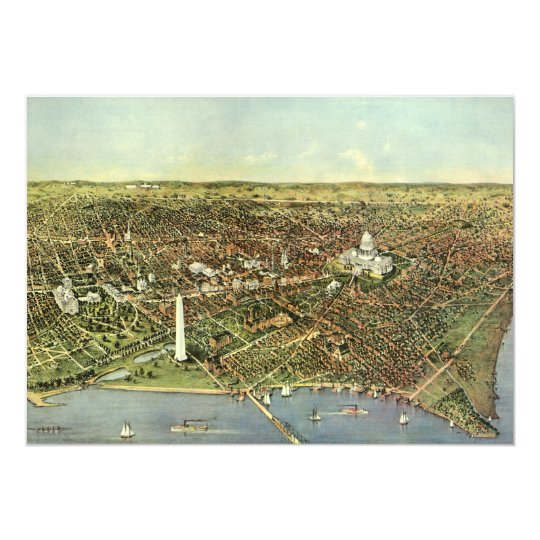 Antique Panoramic Map, Washington DC Invitation