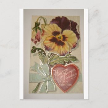 Antique Pansies Love Valentine Holiday Postcard by lilandluckysloot at Zazzle