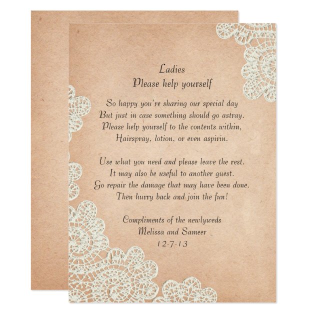 Antique Paper And Lace Wedding Basket Sign Invitation