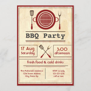 Antique Paper BBQ Party - Invitation