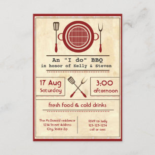 Antique Paper "I do" BBQ Party - 3x5 Invitation