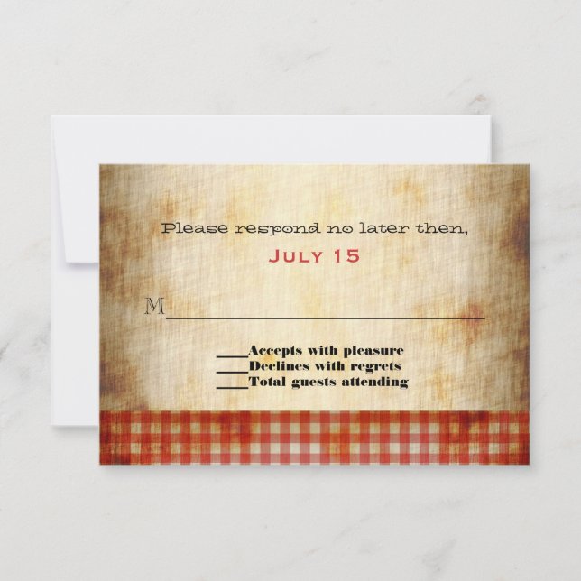 Antique Paper Look Custom Wedding RSVP Card (Front)