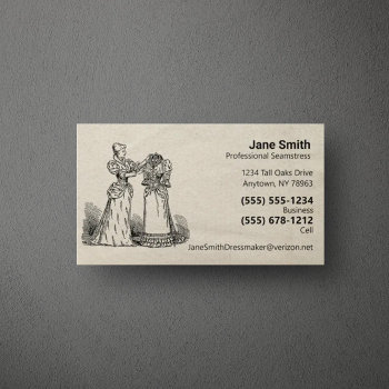 Antique Paper Old Fashion Seamstress Dressmaker  Business Card by TWVVAAPP at Zazzle