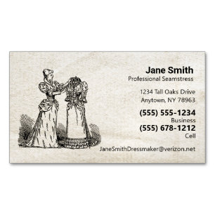 Antique Paper Old Fashion Seamstress Dressmaker  Business Card Magnet