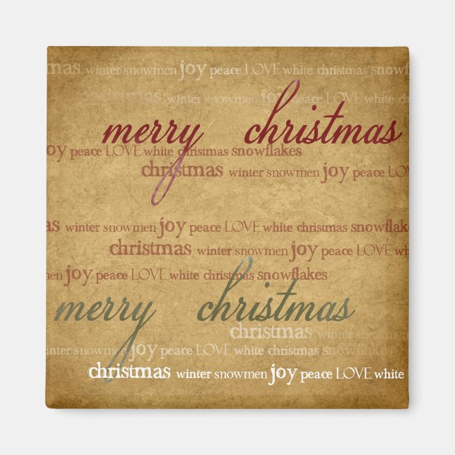 Antique Paper Vintage Christmas Fridge Magnet (Front)