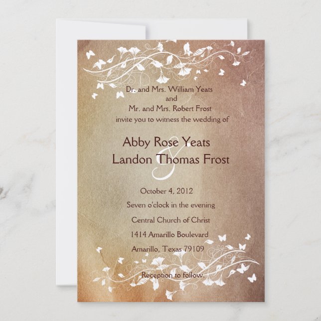 Antique Paper Wedding Invitation (Front)
