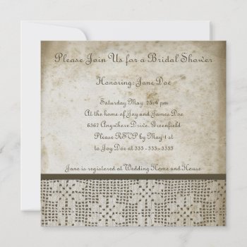 Antique Paper With Crochet Lace Invitation by camcguire at Zazzle