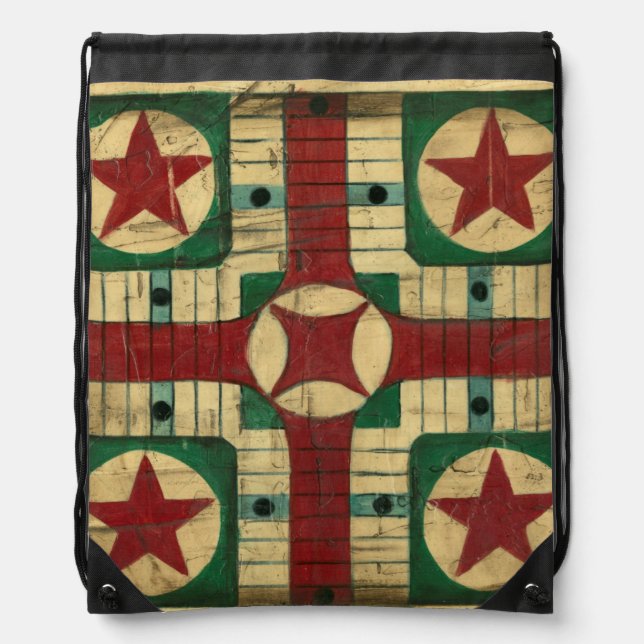 Antique Parcheesi Game Board by Ethan Harper Drawstring Bag (Front)